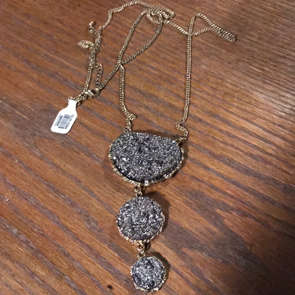 New “drusy” stone long necklace